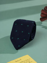 Blue Geometric Knitted Necktie - TOSSIDO
