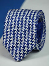 Blue Geometric Knitted Necktie - TOSSIDO