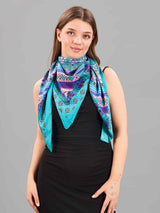 Blue Geometric Large Scarf - TOSSIDO