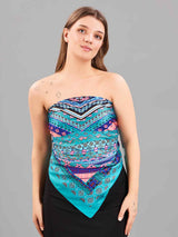 Blue Geometric Large Scarf - TOSSIDO
