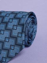 Blue Geometric Micro Fiber Necktie - TOSSIDO