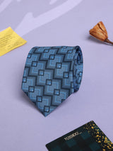 Blue Geometric Micro Fiber Necktie - TOSSIDO