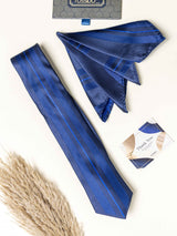 Blue Geometric Necktie Gift - set - TOSSIDO