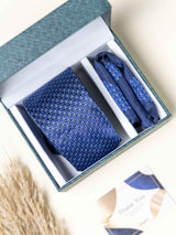 Blue Geometric Necktie Gift - set - TOSSIDO