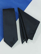 Blue Geometric Necktie & Pocket Square Giftset - TOSSIDO