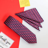 Blue Geometric Necktie & Pocket Square Giftset - TOSSIDO