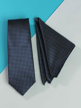 Blue Geometric Necktie & Pocket Square Giftset - TOSSIDO