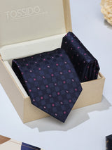 Blue Geometric Necktie & Pocket Square Giftset - TOSSIDO