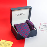 Blue Geometric Necktie & Pocket Square Giftset - TOSSIDO