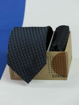 Blue Geometric Necktie & Pocket Square Giftset - TOSSIDO