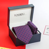 Blue Geometric Necktie & Pocket Square Giftset - TOSSIDO