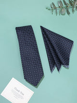 Blue Geometric Necktie & Pocket Square Giftset - TOSSIDO