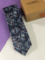 Blue Geometric Print Necktie - TOSSIDO