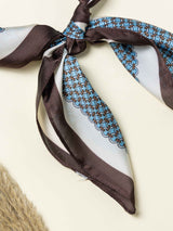 Blue Geometric Printed Satin Neckerchief - TOSSIDO