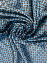 Blue Geometric Printed Satin Neckerchief - TOSSIDO