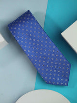 Blue Geometric Silk Necktie - TOSSIDO