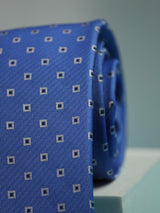 Blue Geometric Silk Necktie - TOSSIDO