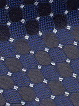 Blue Geometric Woven Ascot & Pocket Square - TOSSIDO
