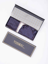 Blue Geometric Woven Ascot & Pocket Square - TOSSIDO