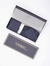 Blue Geometric Woven Ascot & Pocket Square - TOSSIDO