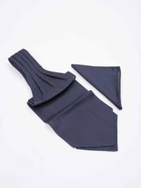 Blue Geometric Woven Ascot & Pocket Square - TOSSIDO