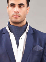 Blue Geometric Woven Ascot & Pocket Square - TOSSIDO