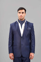 Blue Geometric Woven Ascot & Pocket Square - TOSSIDO