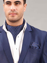 Blue Geometric Woven Ascot & Pocket Square - TOSSIDO