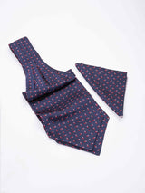 Blue Geometric Woven Ascot & Pocket Square - TOSSIDO