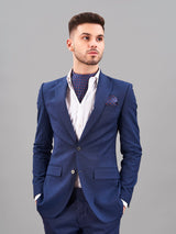 Blue Geometric Woven Cravat & Pocket Square Set - TOSSIDO