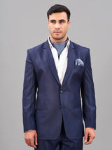 Blue Geometric Woven Cravat & Pocket Square Set - TOSSIDO