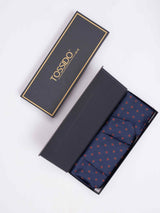 Blue Geometric Woven Cravat & Pocket Square Set - TOSSIDO