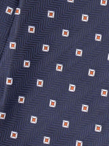 Blue Geometric Woven Cravat & Pocket Square Set - TOSSIDO