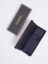 Blue Geometric Woven Cravat & Pocket Square Set - TOSSIDO
