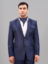 Blue Geometric Woven Cravat & Pocket Square Set - TOSSIDO