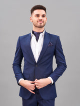 Blue Geometric Woven Cravat & Pocket Square Set - TOSSIDO