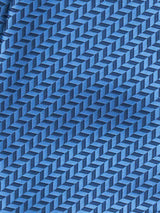Blue Geometric Woven Cravat & Pocket Square Set - TOSSIDO
