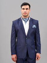 Blue Geometric Woven Cravat & Pocket Square Set - TOSSIDO