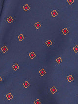 Blue Geometric Woven Cravat & Pocket Square Set - TOSSIDO