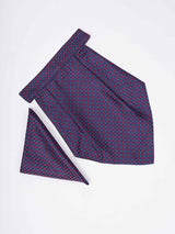 Blue Geometric Woven Cravat & Pocket Square Set - TOSSIDO