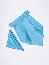 Blue Geometric Woven Cravat & Pocket Square Set - TOSSIDO