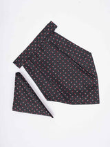 Blue Geometric Woven Cravat & Pocket Square Set - TOSSIDO