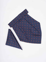 Blue Geometric Woven Cravat & Pocket Square Set - TOSSIDO
