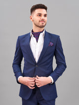 Blue Geometric Woven Cravat & Pocket Square Set - TOSSIDO