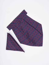 Blue Geometric Woven Cravat & Pocket Square Set - TOSSIDO