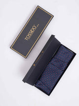 Blue Geometric Woven Cravat & Pocket Square Set - TOSSIDO