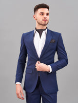 Blue Geometric Woven Cravat & Pocket Square Set - TOSSIDO