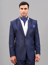 Blue Geometric Woven Cravat & Pocket Square Set - TOSSIDO