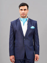 Blue Geometric Woven Cravat & Pocket Square Set - TOSSIDO