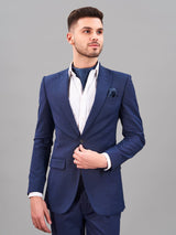 Blue Geometric Woven Cravat & Pocket Square Set - TOSSIDO